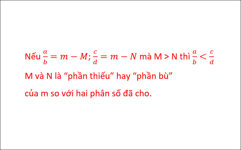 Phương pháp so sánh phần thiếu của hai phân số